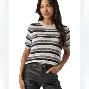 Saint & Sofia Fearne Knit Tee - Blue Stripe shirt sleeve knit size XS